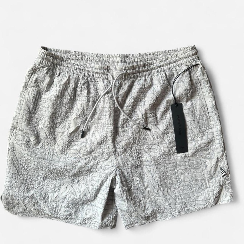 NWT Paper Planes Logotype Crinkle Shorts Grey Mens 2XL